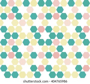Seamless geometric pattern. Colorful infinity abstract honeycomb geometrical background. Sexangle, hexagon background. Vector illustration.