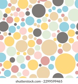 
nahtlose geometrische Muster, bunte Polka-Punkte, Kinderwallpaper für Kinderzimmer, Kreise, Vektorhintergründe, bunt, Farben