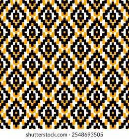 Seamless geometric pattern. Colorful print. Ikat geometric folklore ornament. Tribal ethnic texture. Seamless striped pattern in Aztec style. Ikat embroidery abstract design motifs for texture