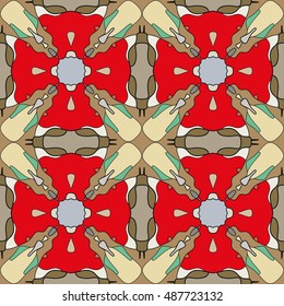Seamless geometric pattern, colorful repeating texture, seamless background. Contemporary graphic design, ethnic ornament. Vector illustration