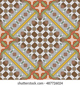 Seamless geometric pattern, colorful repeating texture, seamless background. Contemporary graphic design, ethnic ornament. Vector illustration