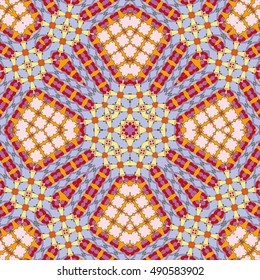 Seamless geometric pattern, colorful repeating texture, seamless background. Contemporary graphic design, ethnic ornament. Vector illustration