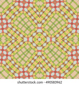 Seamless geometric pattern, colorful repeating texture, seamless background. Contemporary graphic design, ethnic ornament. Vector illustration