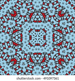 Seamless geometric pattern, colorful repeating texture. Contemporary graphic design for textile or paper print, ethnic ornament. Abstract seamless background in mosaic art style. Vector illustration