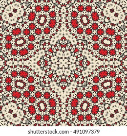 Seamless geometric pattern, colorful repeating texture. Contemporary graphic design for textile or paper print, ethnic ornament. Abstract seamless background in mosaic art style. Vector illustration