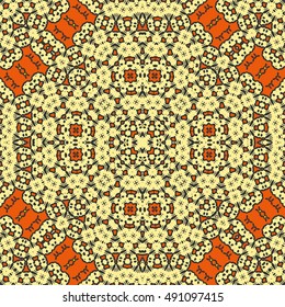 Seamless geometric pattern, colorful repeating texture. Contemporary graphic design for textile or paper print, ethnic ornament. Abstract seamless background in mosaic art style. Vector illustration