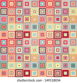 Seamless geometric pattern of colorful squares in light pastel colors