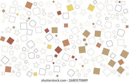 Seamless Geometric Pattern with Colorful Squares Circles and Stars on White Background
