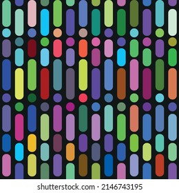 Seamless geometric pattern with colorful stripes on a dark background. Vector eps 10