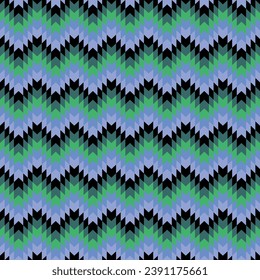 Patrón geométrico sin foco con franjas coloridas. Impresión de ikat para alfombras, textiles, papel pintado, papel de envoltura. Motivos étnicos y tribales. 