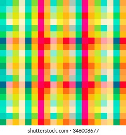 
Seamless geometric pattern of colorful stripes. Bright strips form a checkered pattern. Bright seamless texture can be used for packaging, the paper web and printing. EPS 10