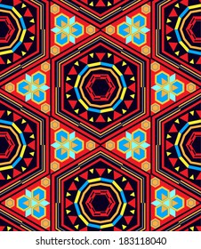 Seamless geometric pattern, colorful symmetrical ornament
