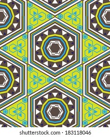 Seamless geometric pattern, colorful symmetrical ornament