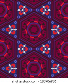 Seamless geometric pattern, colorful symmetrical ornament