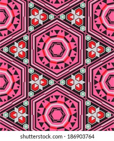 Seamless geometric pattern, colorful symmetrical ornament