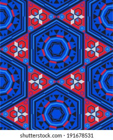 Seamless geometric pattern, colorful symmetrical ornament