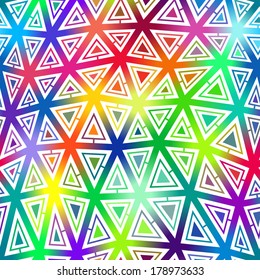 Seamless geometric pattern with colorful triangles. 