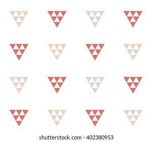 Seamless geometric pattern with colorful triangles on white background. Seamless abstract triangle geometrical background. Infinity geometric pattern. Vector illustration.