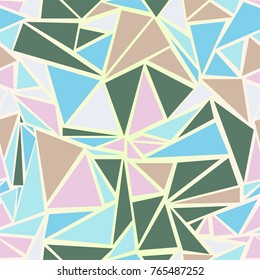 Seamless geometric pattern with colorful triangles. Abstract endless geometric vector pattern for backgrounds, textile, wallpapers or covers. Modern decorative triangle maze infinite pattern.  