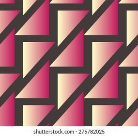Seamless geometric pattern with colorful triangles.Soft gradient on black background.