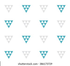 Seamless geometric pattern with colorful turquoise and gray on white background. Seamless abstract triangle geometrical background. Infinity geometric pattern. Vector illustration.