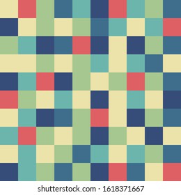 Seamless geometric pattern. Colorful wallpaper. Simple and modern shape design. Abstract art. Decorative Gingham print on textile, fabric, wrapping paper, blanket. Square texture background. Mosaic.