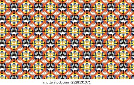 Seamless geometric pattern of colorful woven batik themed. Perfect for printing, design and textiles