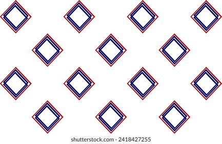 Patrón geométrico sin soldadura en los colores de la bandera nacional azul rojo blanco, bloque de diamante, con cuadrilátero de cuadrilátero arreglo como diseño de pared para impresión de tela, papel de pared, fondo