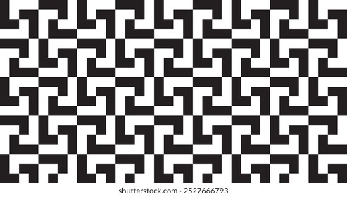 Seamless geometric pattern combination of black and white L shape shapes. Perfect for printing, design backgrounds, wallpaper and tiles, gift wrapping