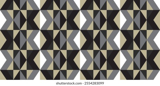 Seamless geometric pattern combination of black and gray triangle shapes. Perfect for printing, design backgrounds, wallpaper and tiles as well as gift wrapping