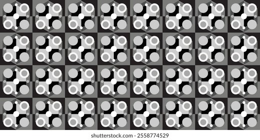 Seamless geometric pattern combination of black and gray shapes. Perfect for printing, design backgrounds, wallpaper and tiles.