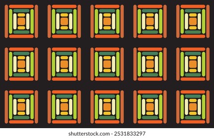 Combinación geométrica inconsútil del modelo de rectángulos obtusos coloridos en ángulo sobre fondo negro.
Perfecto para imprimir, fondos de diseño, Fondo de pantalla y azulejos, envoltura de regalos