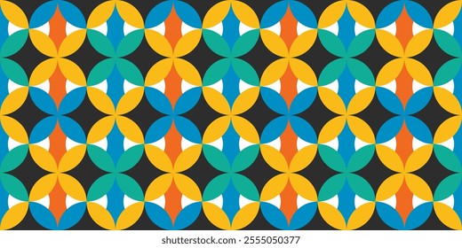 Seamless geometric pattern combination of colorful circle shapes. Perfect for printing, design backgrounds, wallpaper and tiles, gift wrapping