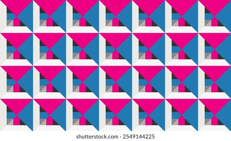 Patrón geométrico sin fisuras combinación de Formas con colores magenta y azul. Perfecto para imprimir, fondos de diseño, Fondo de pantalla y azulejos, envoltura de regalos