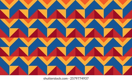 Seamless geometric pattern combination of triangles colorful shapes. Perfect for printing, design backgrounds, wallpaper and tiles.