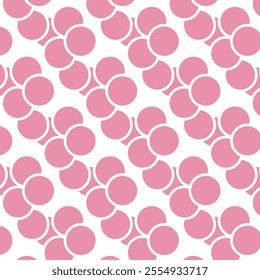 A seamless geometric pattern composed of interconnected pink circles. The simple yet striking design is perfect for various applications.