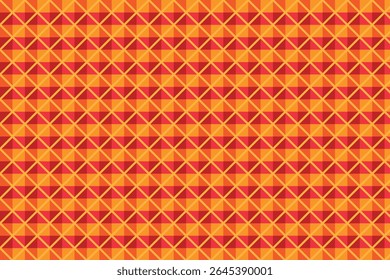 Um padrão geométrico sem costura, composto de diamantes e quadrados entrelaçados. O design apresenta uma repetida tesselação de cores quentes, incluindo tons de vermelho, laranja e amarelo.