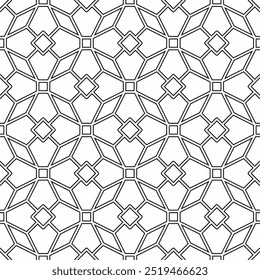 Padrão geométrico contínuo com linhas pretas e brancas conectadas. Adequado para vários projetos criativos ou elementos decorativos.