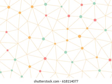Seamless geometric pattern with connected dots. White background. Vector repeating texture.