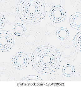 Seamless geometric pattern with connected lines and dots. Vector illustration on blue background
