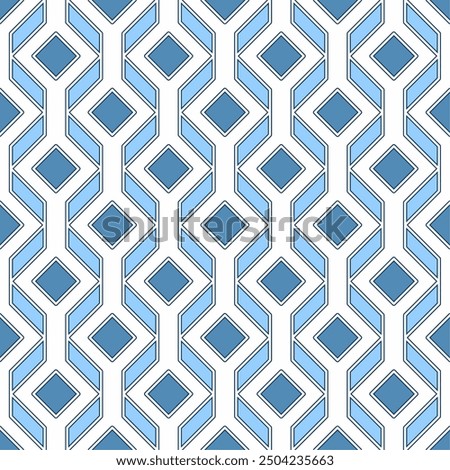 Seamless geometric pattern consisting of hollow cube shapes with border lines. Suitable for graphic design, textiles, interiors, wrapping, print, etc.