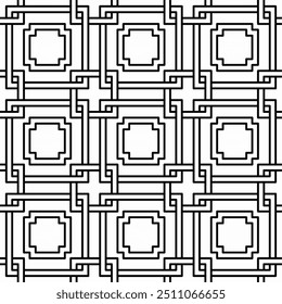 Padrão geométrico contínuo consistindo em linhas interligadas formando um quadrado. Adequado para vários projetos criativos, decoração de interiores ou elementos de design gráfico.