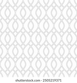 Seamless geometric pattern, consisting of overlapping curve outlines on a white background. Suitable for digital graphics, interior design, textiles, printing, etc.