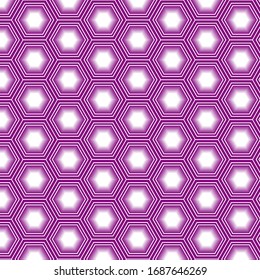 A seamless geometric pattern consisting of pink and white hexagons. Design for printing on fabric, packaging, Wallpaper. Vector illustration.