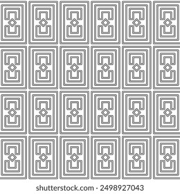 Seamless geometric pattern consisting of rectangular shapes arranged symmetrically and repeating. Suitable for various interior design purposes such as tiles, wallpaper, wall decoration, etc.
