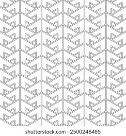Seamless geometric pattern consisting of stacked triangular arrow arrangements. Suitable for textile designs, tiles, interior decorations, wallpapers, backgrounds, etc.