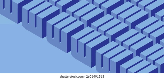 A seamless geometric pattern consisting of three-dimensional block-like shapes that resemble stylized 'W' forms