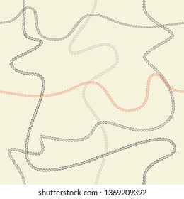 Seamless geometric pattern with continuous curved chains. Illustrated in red, black, cream and grey colours, suitable for gifts, fabric, scrapbooking, fashion and home decor.