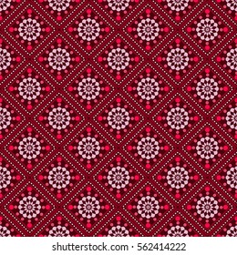 seamless geometric pattern, crimson squares and rhombuses, vector illustration