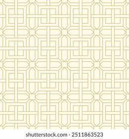 Seamless geometric pattern with criss-cross shapes, consisting of interlocking thin lines. Suitable for various creative projects or graphic design elements.